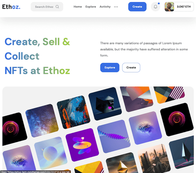 Ethoz - NFT Website Template