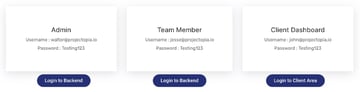 separate login for admin - team members - client