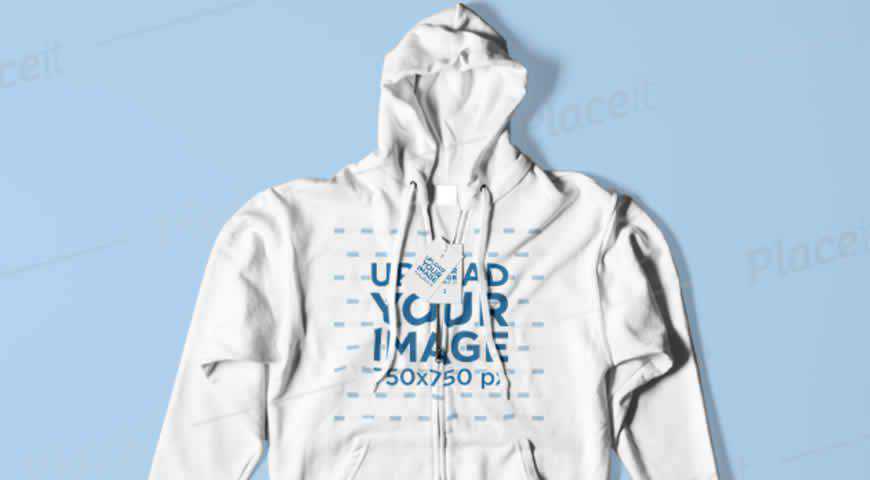 Flat-Laid Hoodie and Label Photoshop PSD Mockup Template