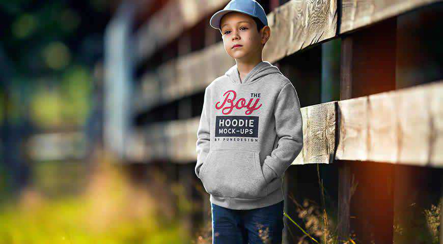 Boy Hoodie Photoshop PSD Mockup Template