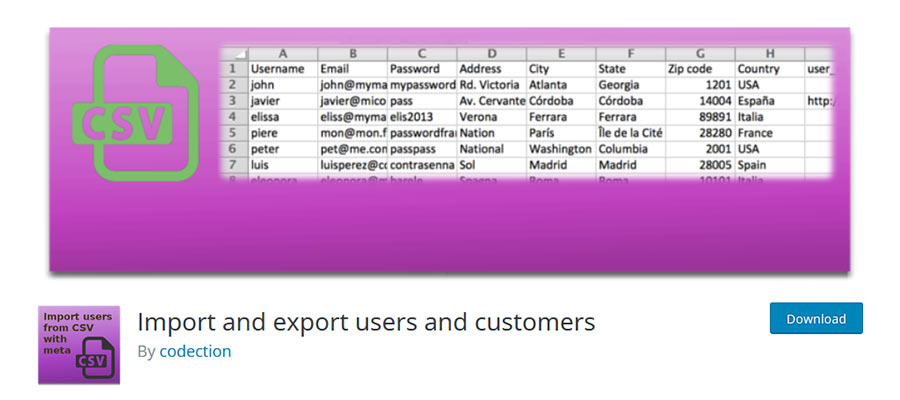Import and Export Users and Customers