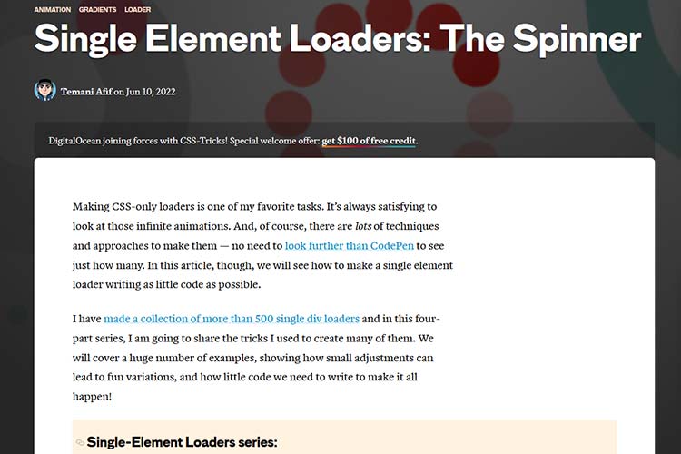 Example from Single Element Loaders: The Spinner