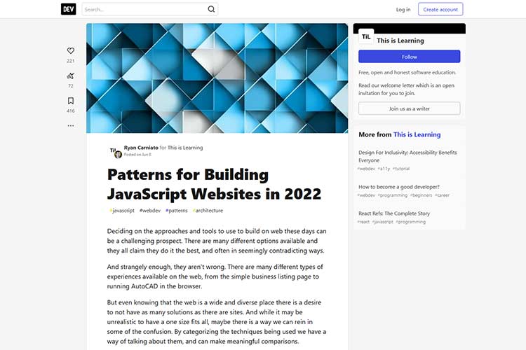 Example from Patterns for Building JavaScript Websites in 2022